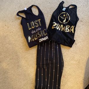 Black and gold jogger and tanks